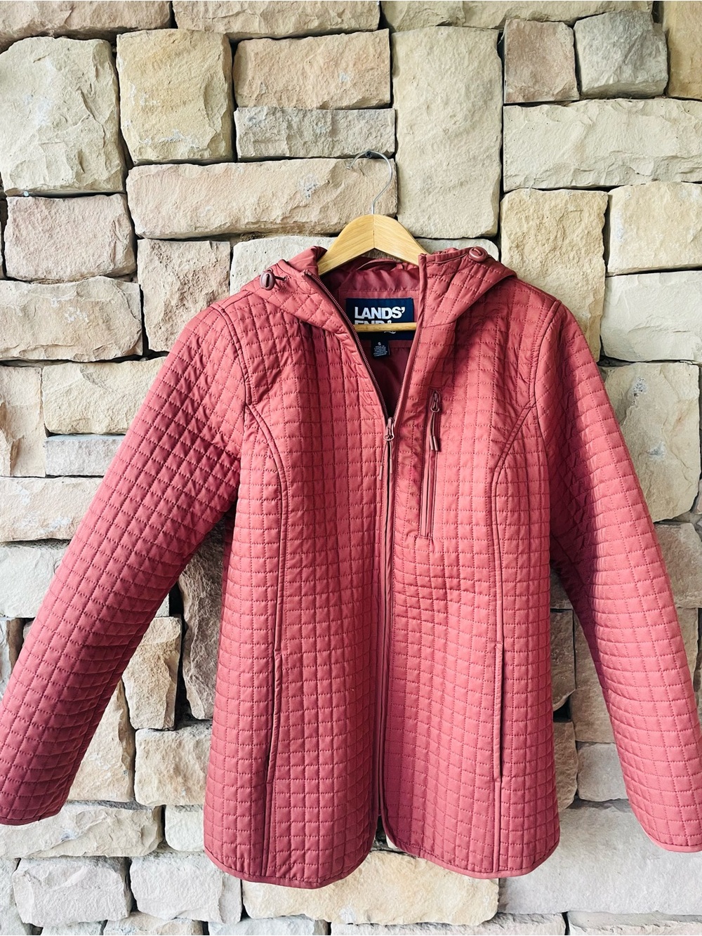 Lands' End Quilted Thin  Hooded Puffer Jacket